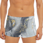 Grey Gold Liquid Marble Print Men's Short Boxer Briefs