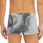 Grey Gold Liquid Marble Print Men's Short Boxer Briefs