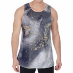 Grey Gold Liquid Marble Print Men's Velvet Tank Top