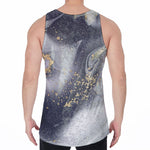 Grey Gold Liquid Marble Print Men's Velvet Tank Top