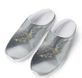 Grey Gold Liquid Marble Print Mesh Casual Shoes