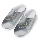 Grey Gold Liquid Marble Print Mesh Casual Shoes