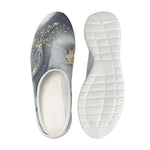 Grey Gold Liquid Marble Print Mesh Casual Shoes