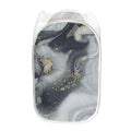 Grey Gold Liquid Marble Print Mesh Laundry Hamper