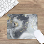 Grey Gold Liquid Marble Print Mouse Pad