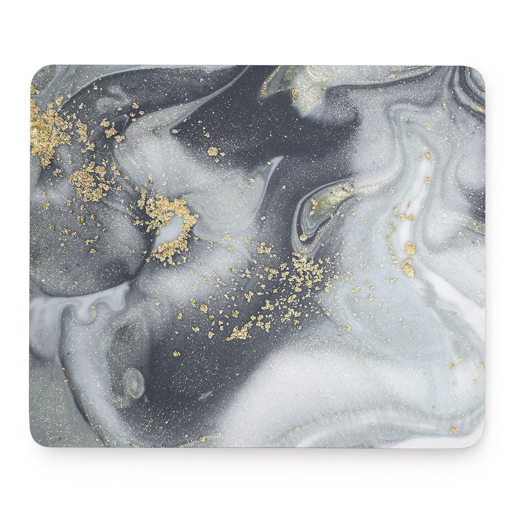 Grey Gold Liquid Marble Print Mouse Pad