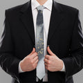 Grey Gold Liquid Marble Print Necktie