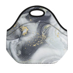 Grey Gold Liquid Marble Print Neoprene Lunch Bag