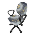 Grey Gold Liquid Marble Print Office Chair Cover