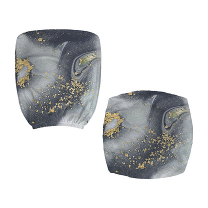 Grey Gold Liquid Marble Print Office Chair Cover