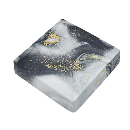 Grey Gold Liquid Marble Print Outdoor Seat Cushion Cover