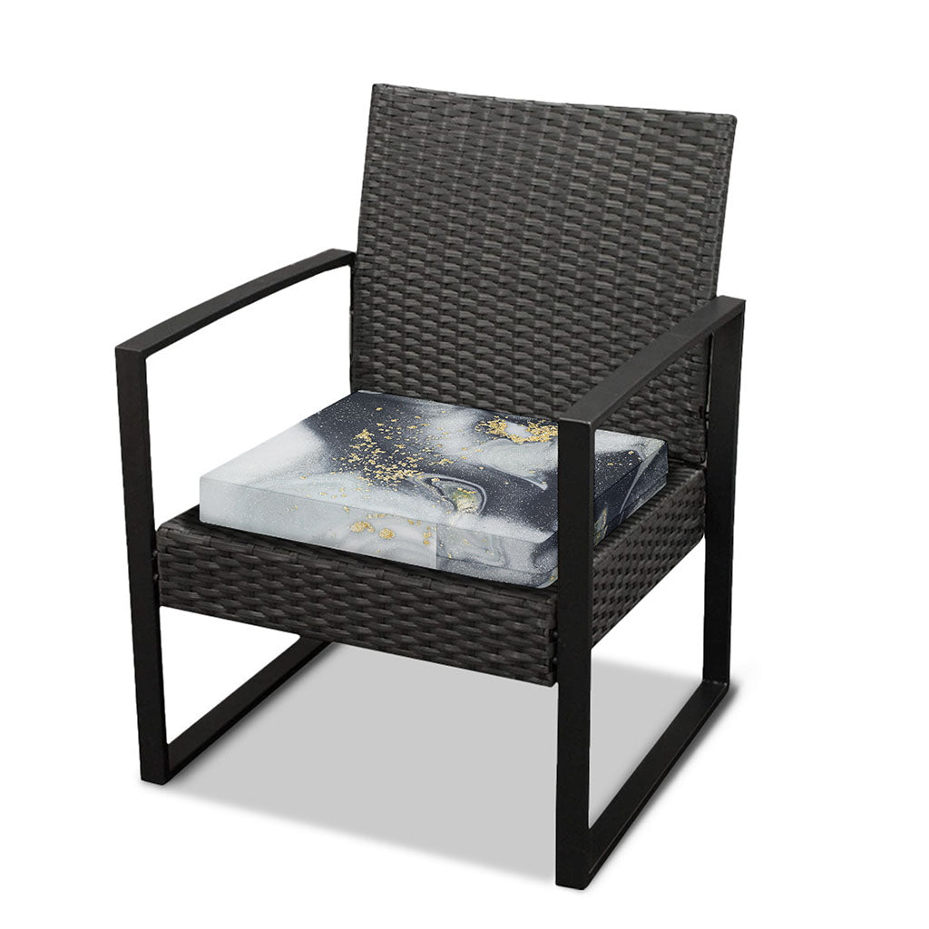 Grey Gold Liquid Marble Print Outdoor Seat Cushion Cover