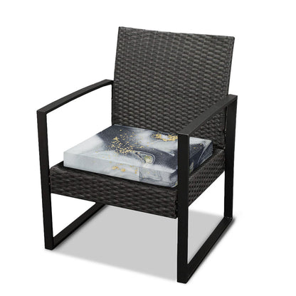Grey Gold Liquid Marble Print Outdoor Seat Cushion Cover