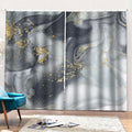 Grey Gold Liquid Marble Print Pencil Pleat Curtains