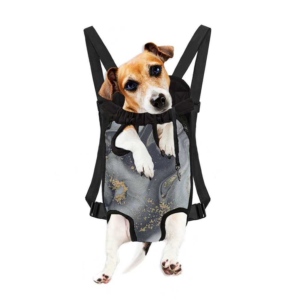 Grey Gold Liquid Marble Print Pet Carrier Backpack