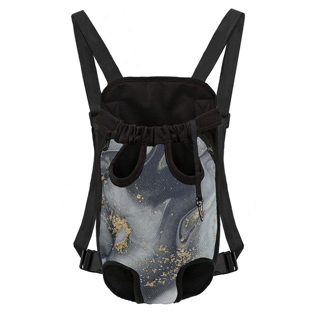 Grey Gold Liquid Marble Print Pet Carrier Backpack