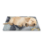 Grey Gold Liquid Marble Print Pet Cooling Mat Cover