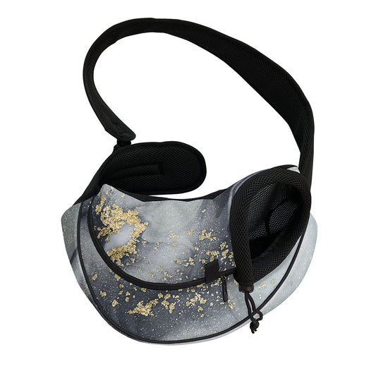 Grey Gold Liquid Marble Print Pet Sling Carrier