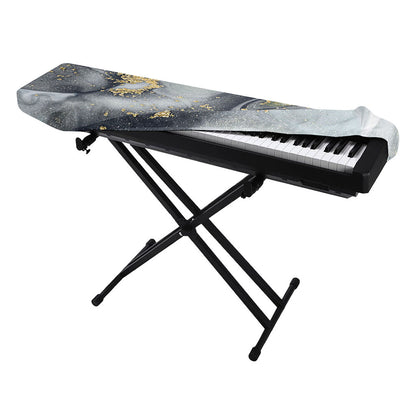 Grey Gold Liquid Marble Print Piano Keyboard Cover