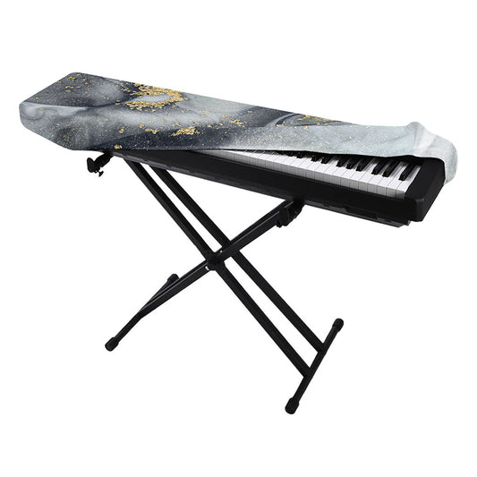 Grey Gold Liquid Marble Print Piano Keyboard Cover