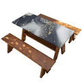 Grey Gold Liquid Marble Print Picnic Table Cover