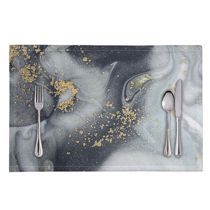 Grey Gold Liquid Marble Print Placemat