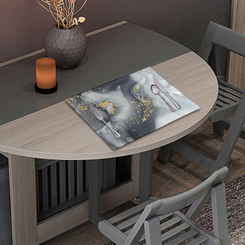 Grey Gold Liquid Marble Print Placemat