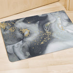 Grey Gold Liquid Marble Print Polyester Doormat
