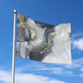 Grey Gold Liquid Marble Print Polyester Flag