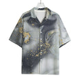 Grey Gold Liquid Marble Print Rayon Hawaiian Shirt