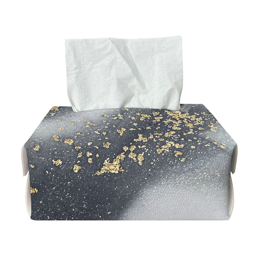 Grey Gold Liquid Marble Print Rectangle Tissue Box Cover