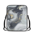 Grey Gold Liquid Marble Print Rectangular Crossbody Bag