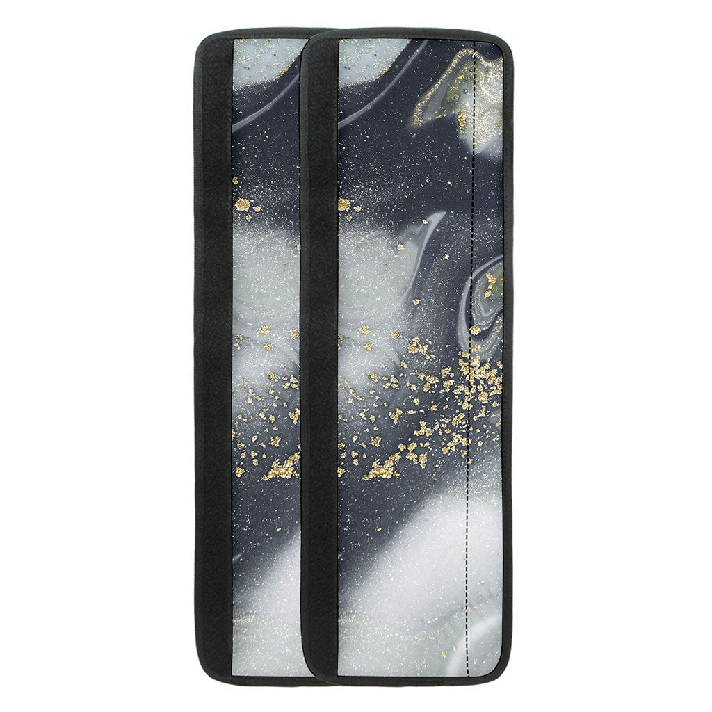 Grey Gold Liquid Marble Print Refrigerator Handle Covers
