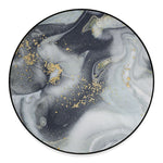 Grey Gold Liquid Marble Print Round Floor Mat