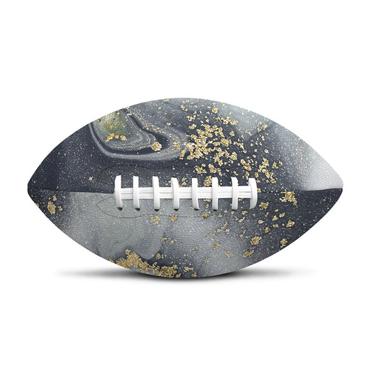 Grey Gold Liquid Marble Print Rugby Ball