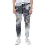 Grey Gold Liquid Marble Print Scuba Joggers