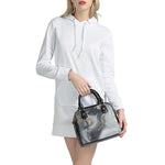 Grey Gold Liquid Marble Print Shoulder Handbag