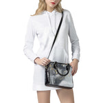 Grey Gold Liquid Marble Print Shoulder Handbag