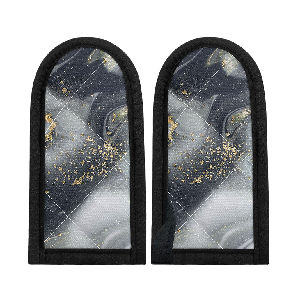 Grey Gold Liquid Marble Print Skillet Handle Cover
