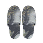 Grey Gold Liquid Marble Print Slippers