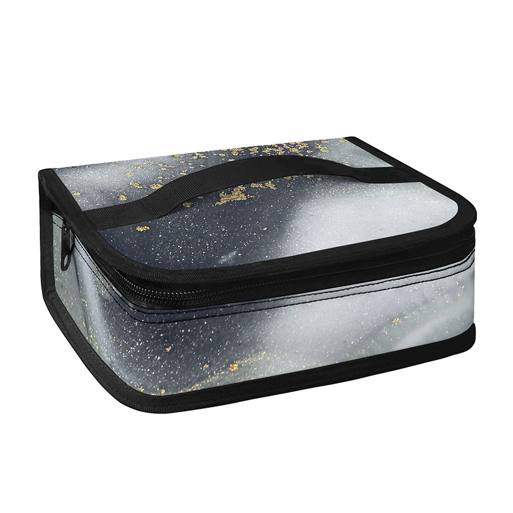 Grey Gold Liquid Marble Print Small Lunch Bag
