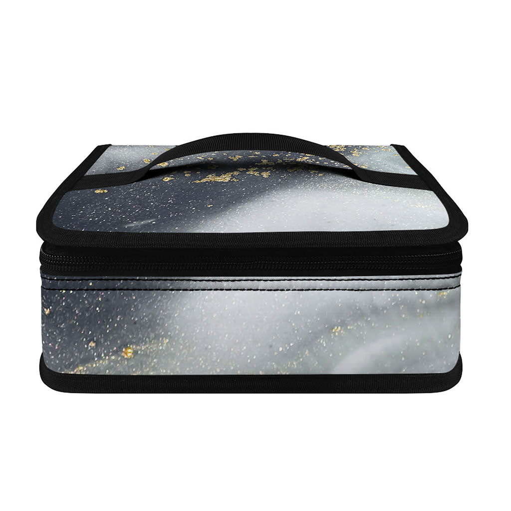 Grey Gold Liquid Marble Print Small Lunch Bag
