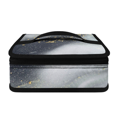 Grey Gold Liquid Marble Print Small Lunch Bag