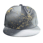Grey Gold Liquid Marble Print Snapback Cap