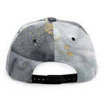 Grey Gold Liquid Marble Print Snapback Cap