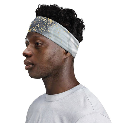 Grey Gold Liquid Marble Print Sports Headband