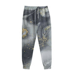 Grey Gold Liquid Marble Print Sweatpants