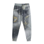 Grey Gold Liquid Marble Print Sweatpants