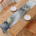 Grey Gold Liquid Marble Print Table Runner