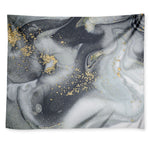 Grey Gold Liquid Marble Print Tapestry